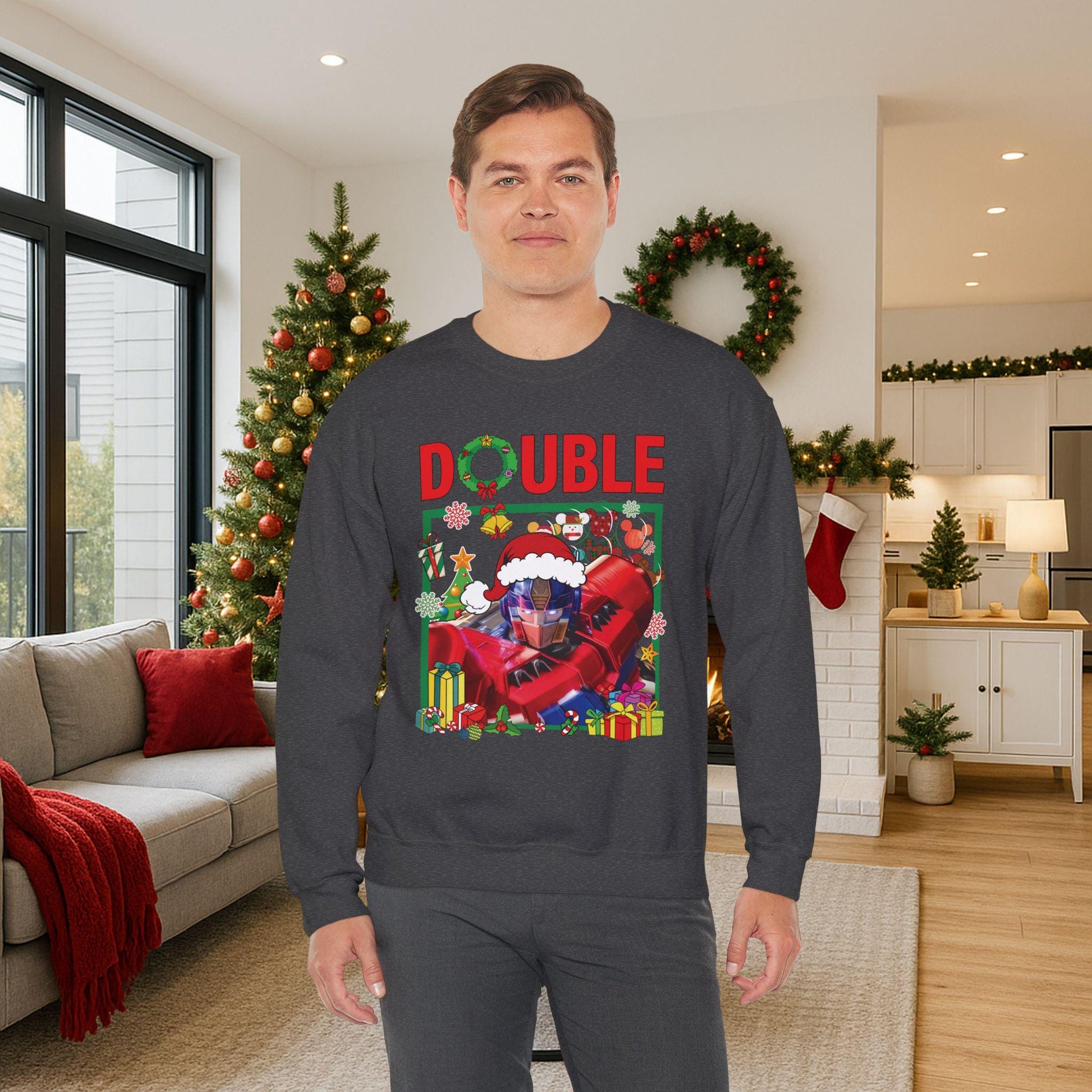 Double Optimus Prime Inspired Christmas Sweatshirt | Transformers Hero Holiday Sweater