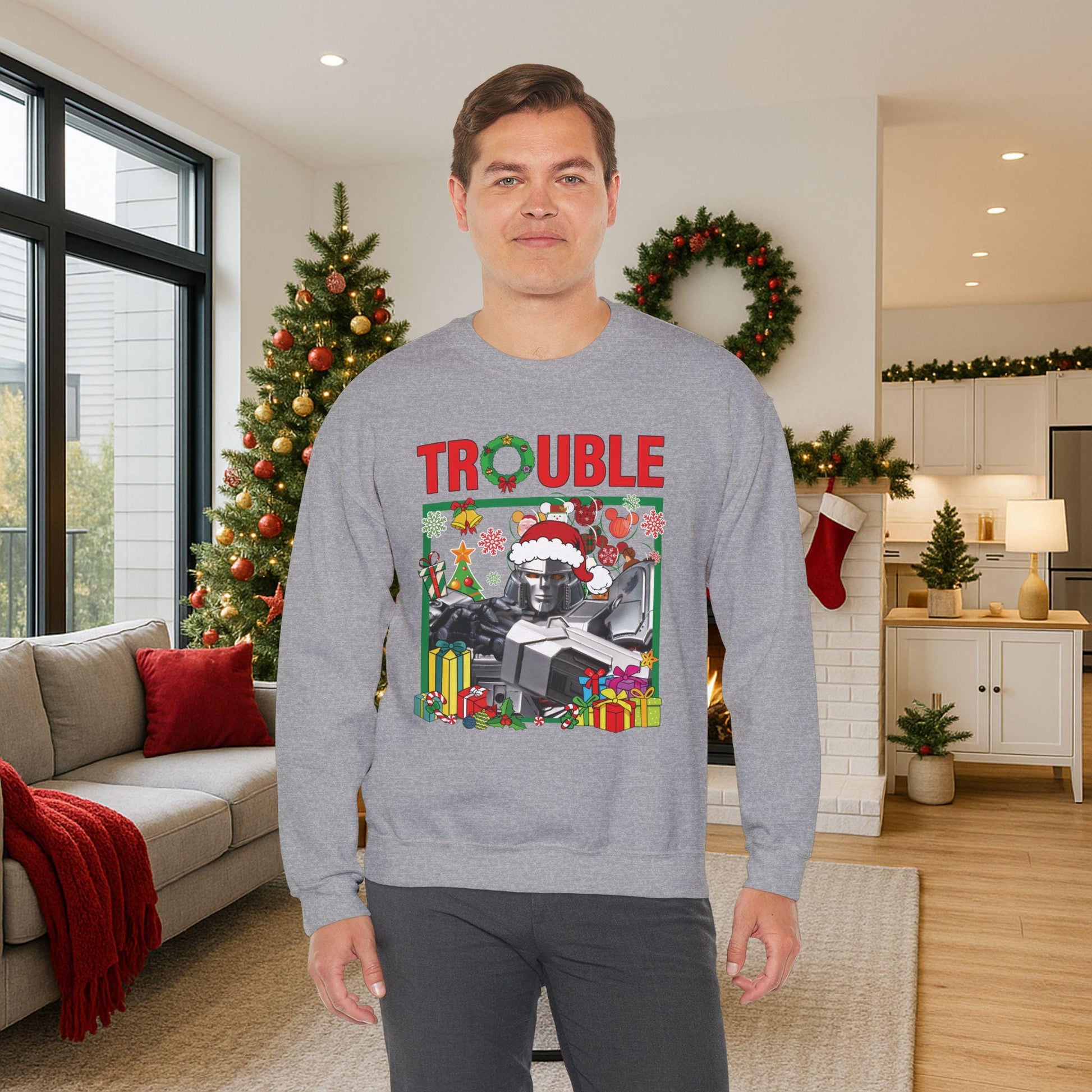 Trouble Megatron Inspired Christmas Sweatshirt | Transformers Villain Holiday Top