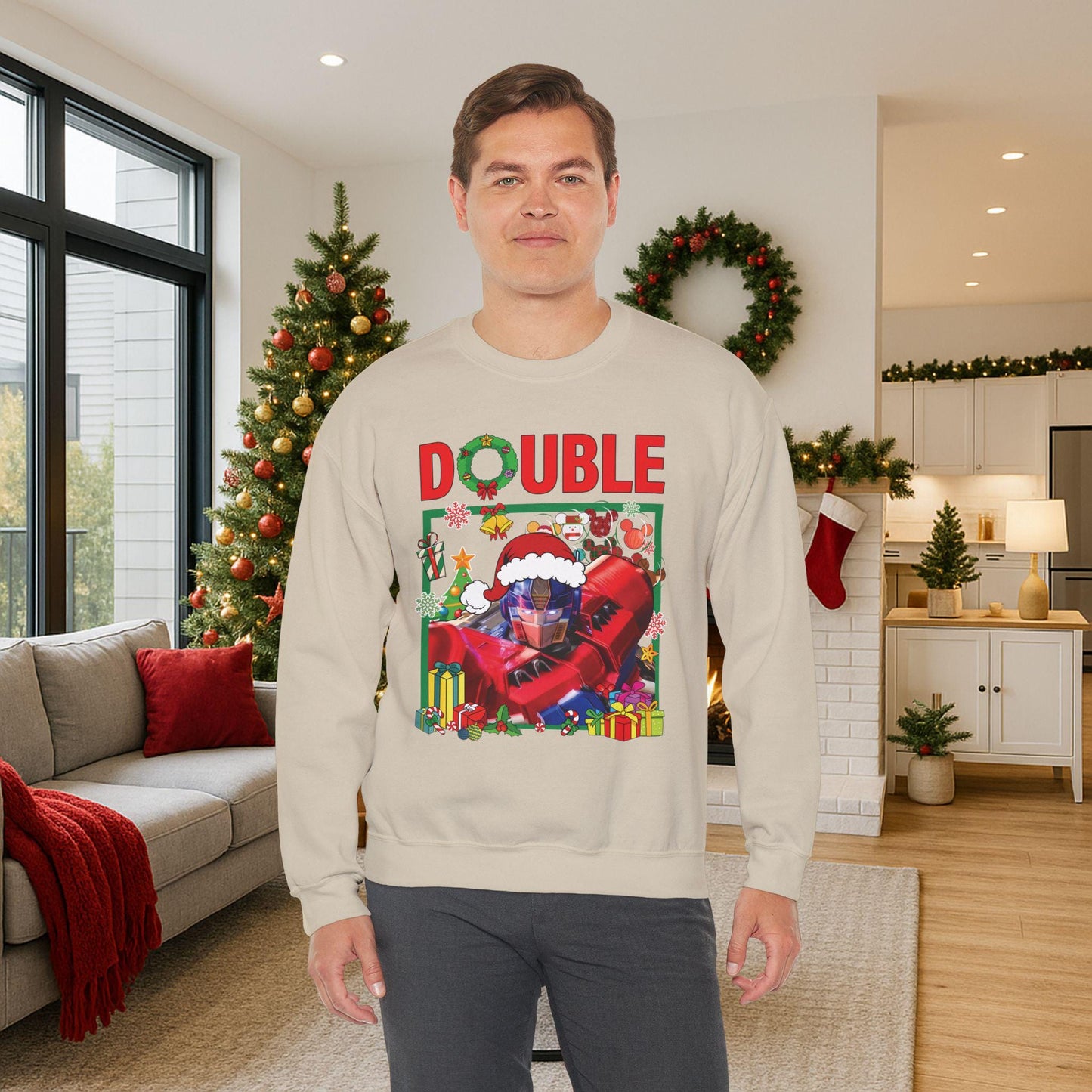 Double Optimus Prime Inspired Christmas Sweatshirt | Transformers Hero Holiday Sweater