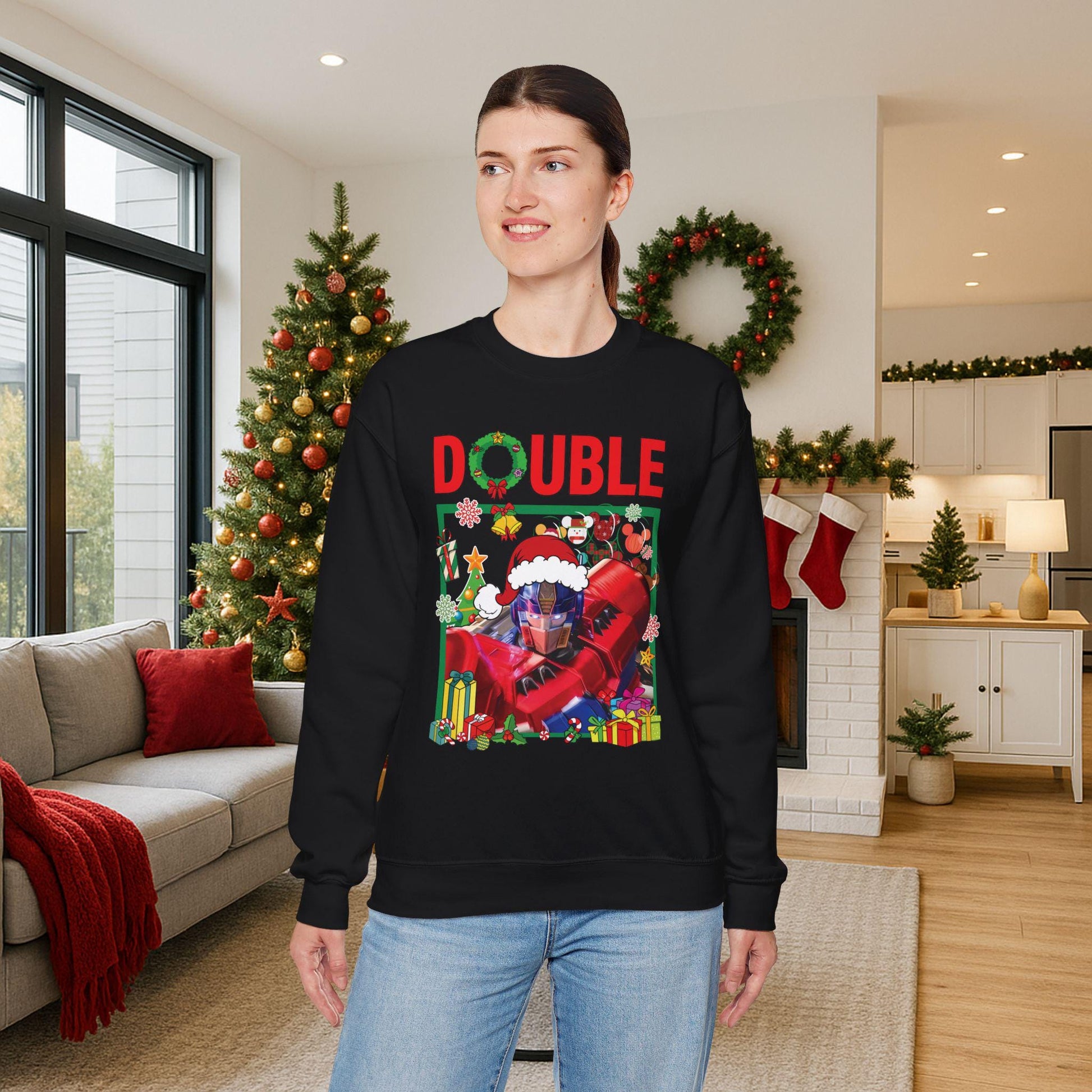 Double Optimus Prime Inspired Christmas Sweatshirt | Transformers Hero Holiday Sweater
