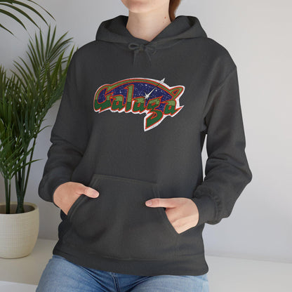 Retro Galaga Distressed Arcade Logo Hoodie | 80s Gamer Sweatshirt