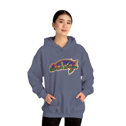 Retro Galaga Distressed Arcade Logo Hoodie | 80s Gamer Sweatshirt