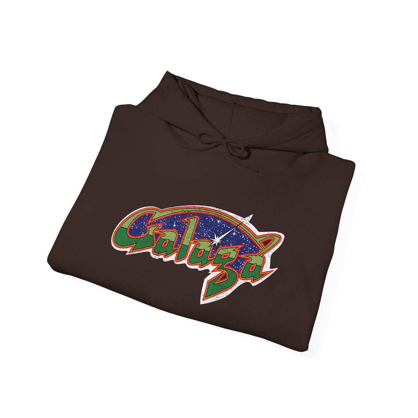 Retro Galaga Distressed Arcade Logo Hoodie | 80s Gamer Sweatshirt