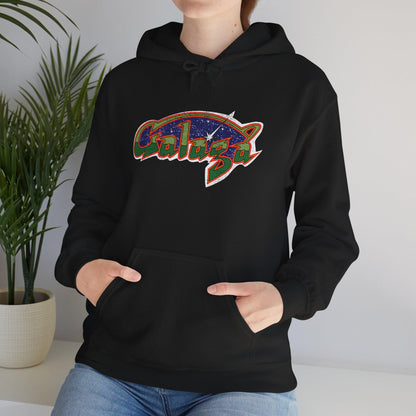 Retro Galaga Distressed Arcade Logo Hoodie | 80s Gamer Sweatshirt