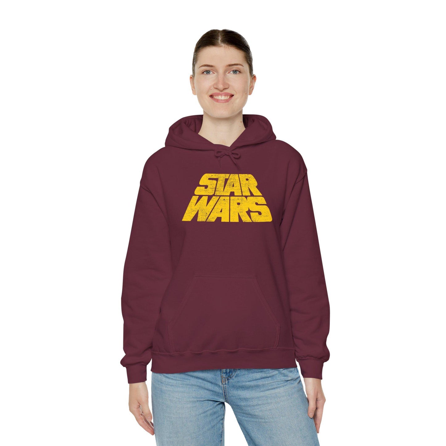 Vintage Distressed Star Wars Logo Fleece Pullover Hoodie