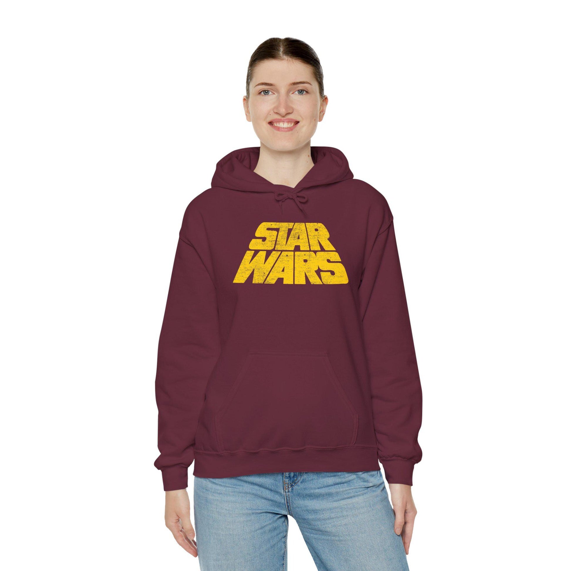Vintage Distressed Star Wars Logo Fleece Pullover Hoodie