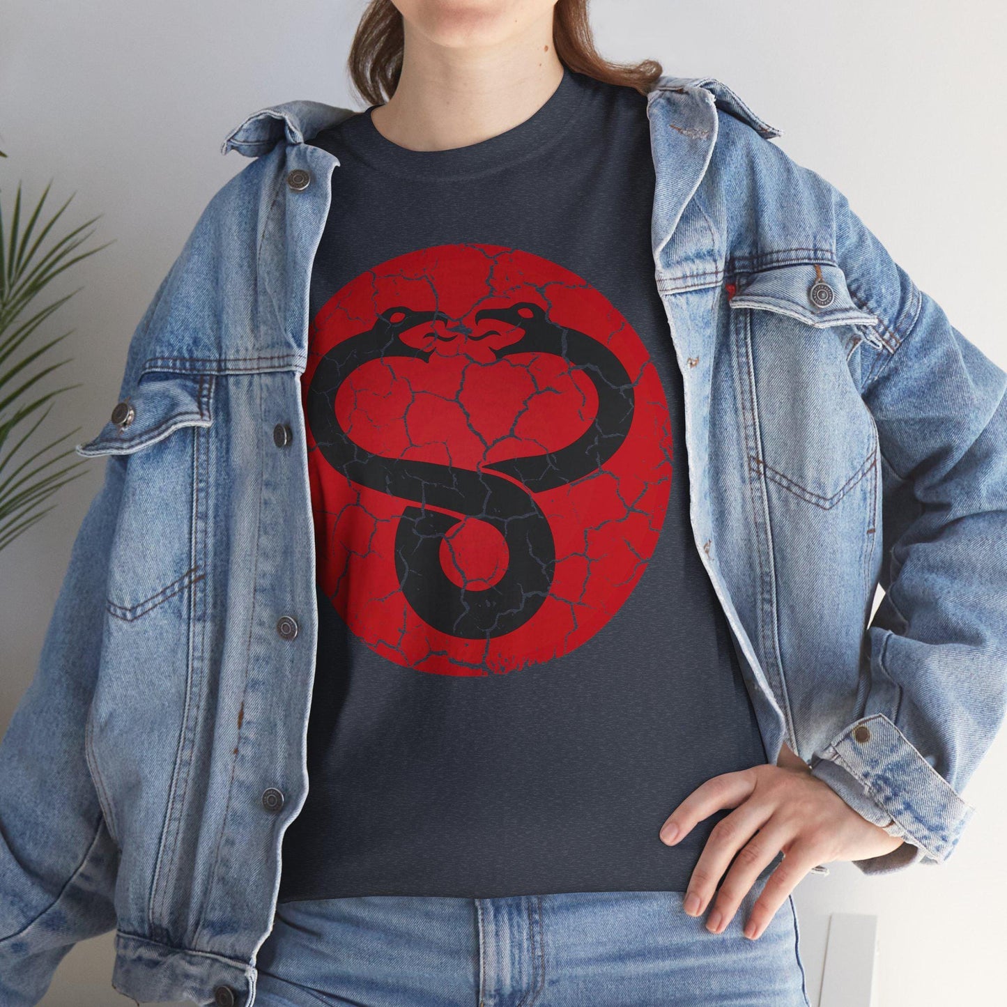 Mumra Serpent Emblem Tee | Distressed 80s Cartoon Villain Shirt