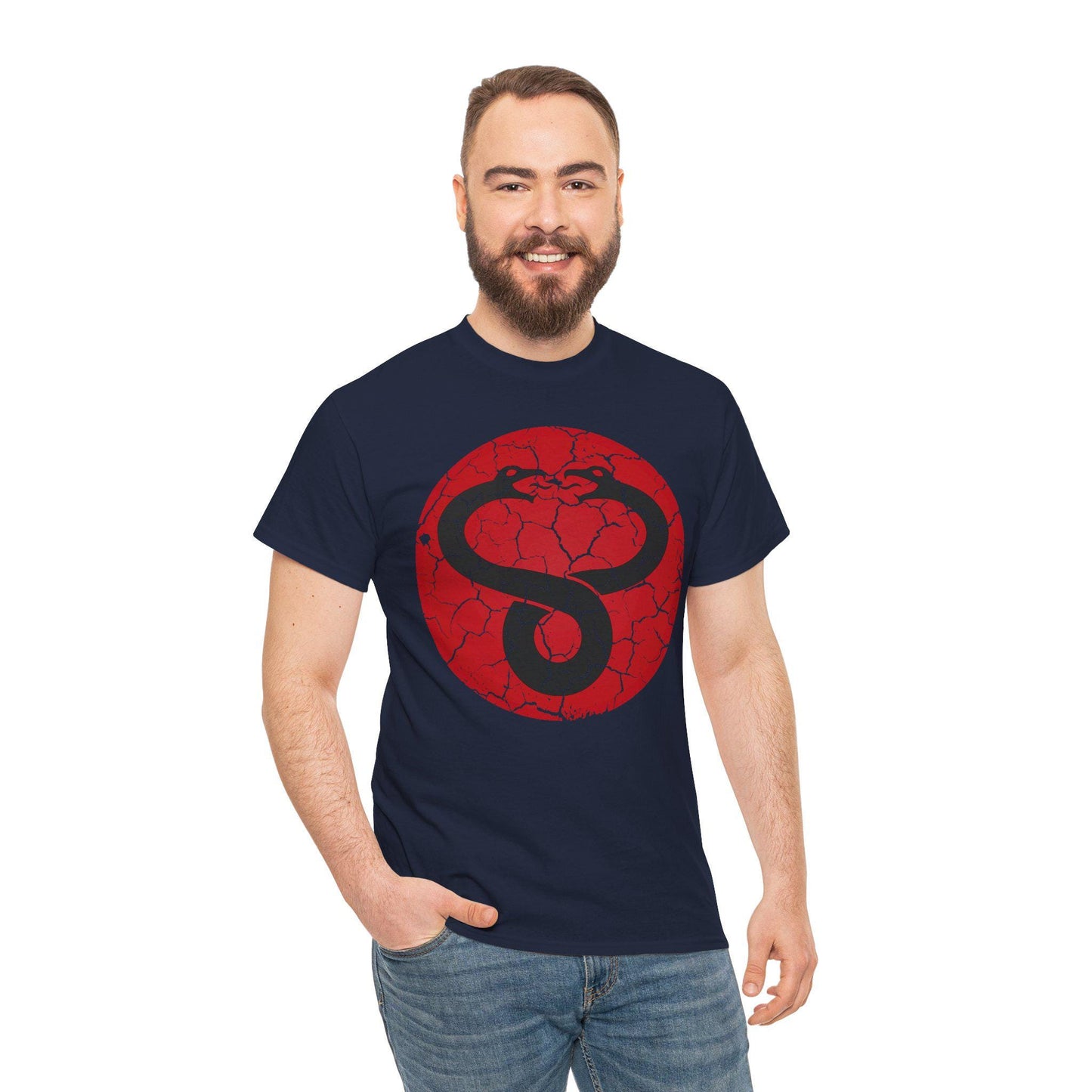 Mumra Serpent Emblem Tee | Distressed 80s Cartoon Villain Shirt