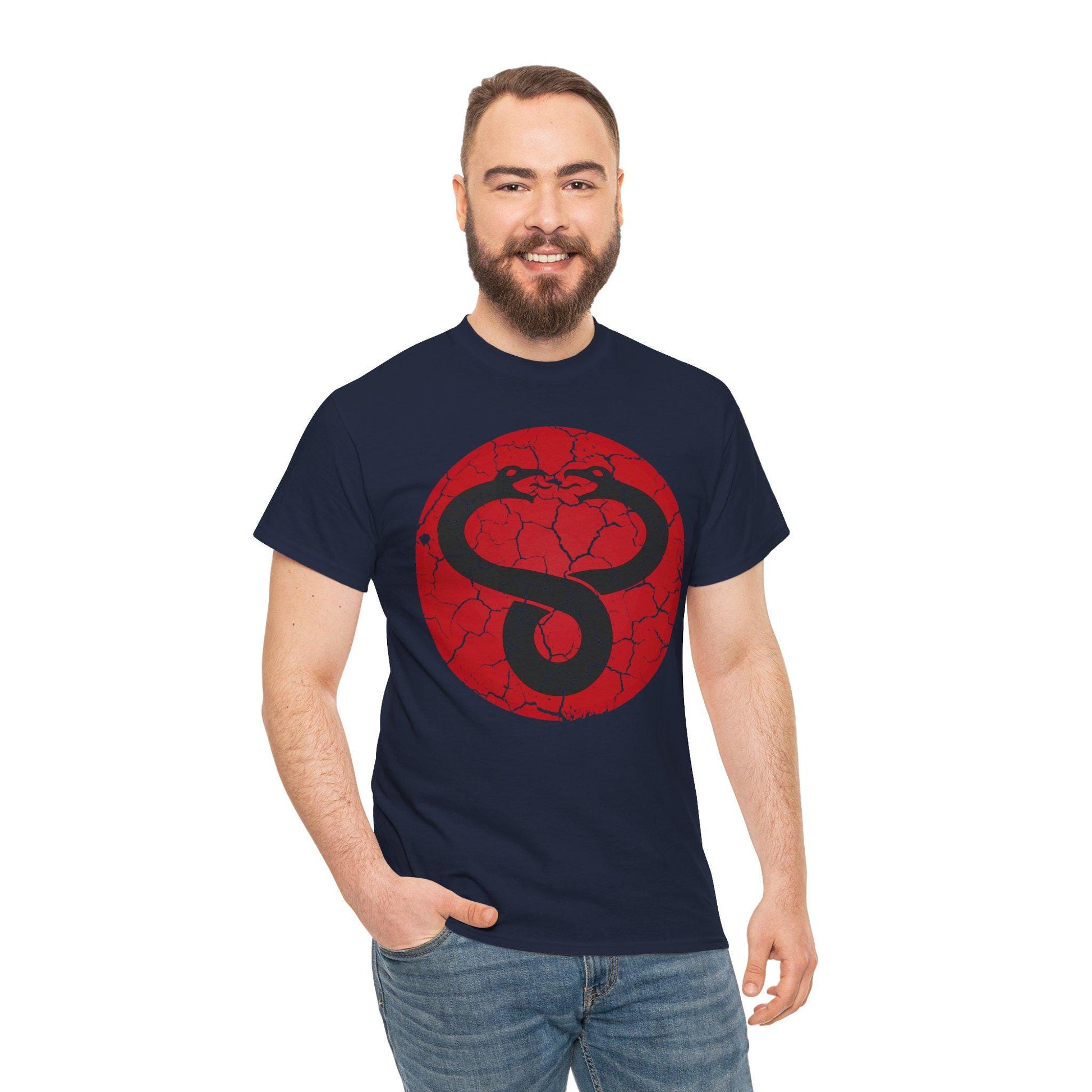 Mumra Serpent Emblem Tee | Distressed 80s Cartoon Villain Shirt