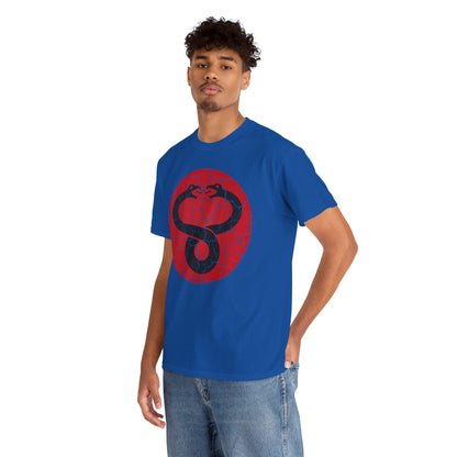 Mumra Serpent Emblem Tee | Distressed 80s Cartoon Villain Shirt