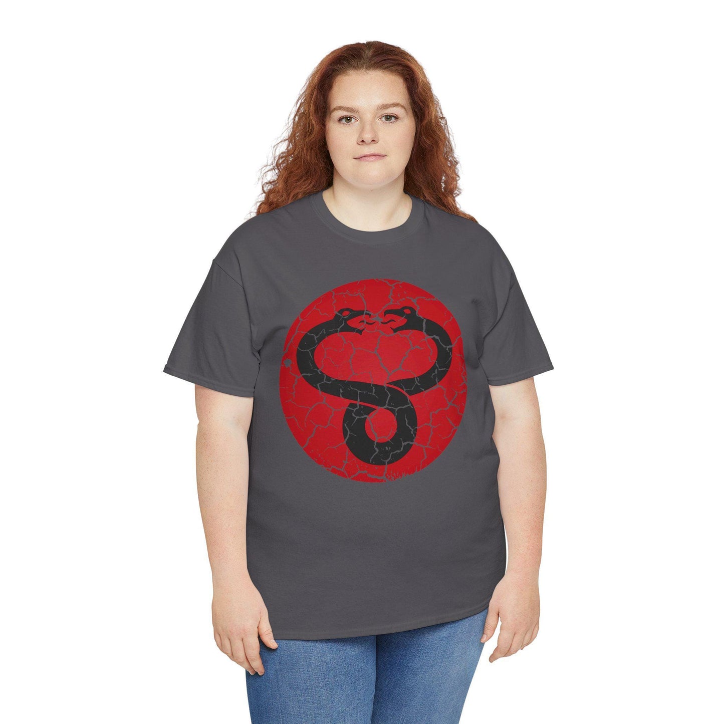 Mumra Serpent Emblem Tee | Distressed 80s Cartoon Villain Shirt