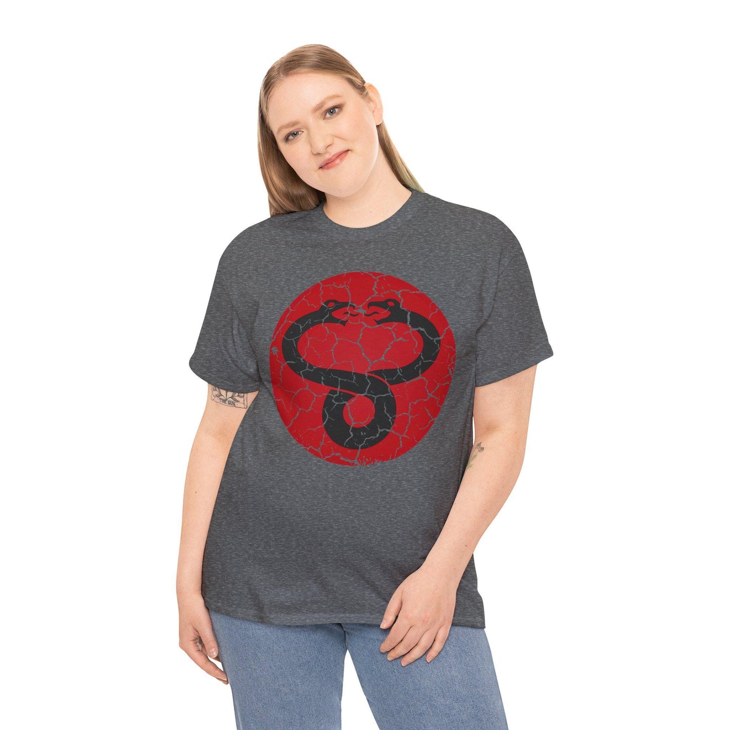 Mumra Serpent Emblem Tee | Distressed 80s Cartoon Villain Shirt