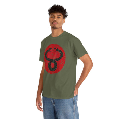 Mumra Serpent Emblem Tee | Distressed 80s Cartoon Villain Shirt