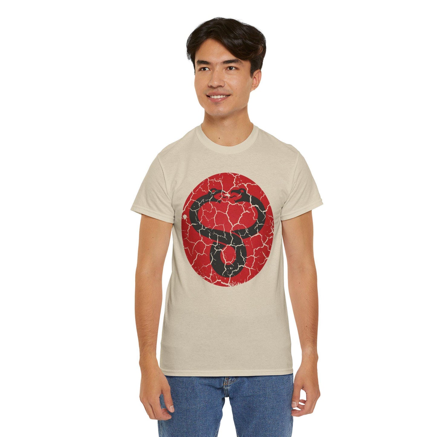 Mumra Serpent Emblem Tee | Distressed 80s Cartoon Villain Shirt