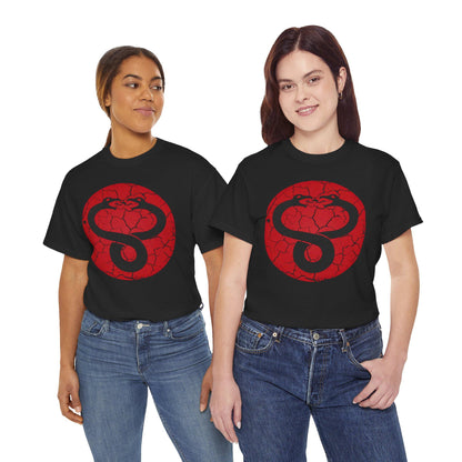 Mumra Serpent Emblem Tee | Distressed 80s Cartoon Villain Shirt