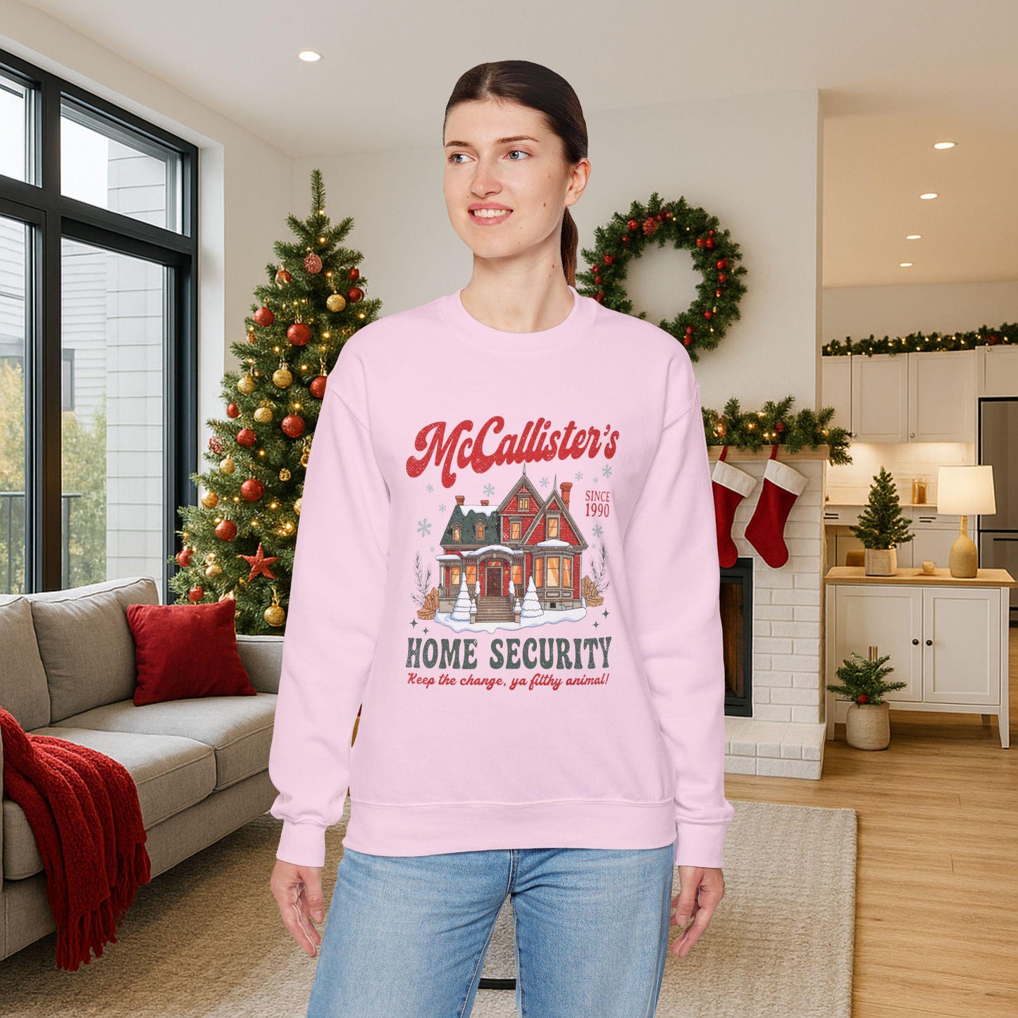 McCallisters Home Security Sweatshirt | Home Alone Inspired Christmas Sweater | Funny 90s Holiday Movie Shirt
