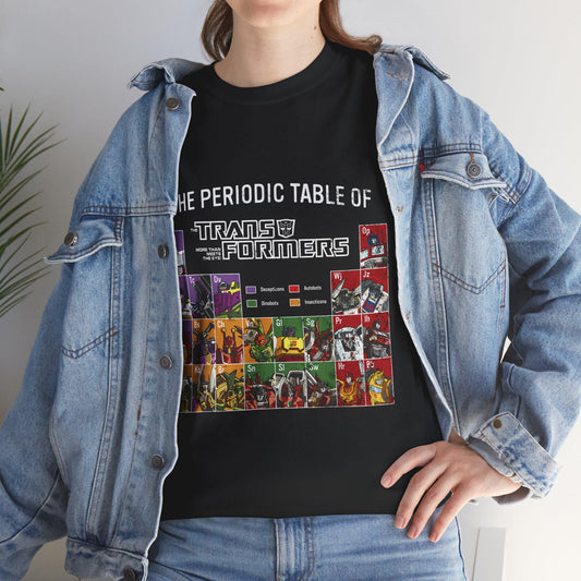 Transformers Periodic Table Shirt | Autobot Decepticon Chart Tee | Retro 80s Robot Science Parody T-Shirt