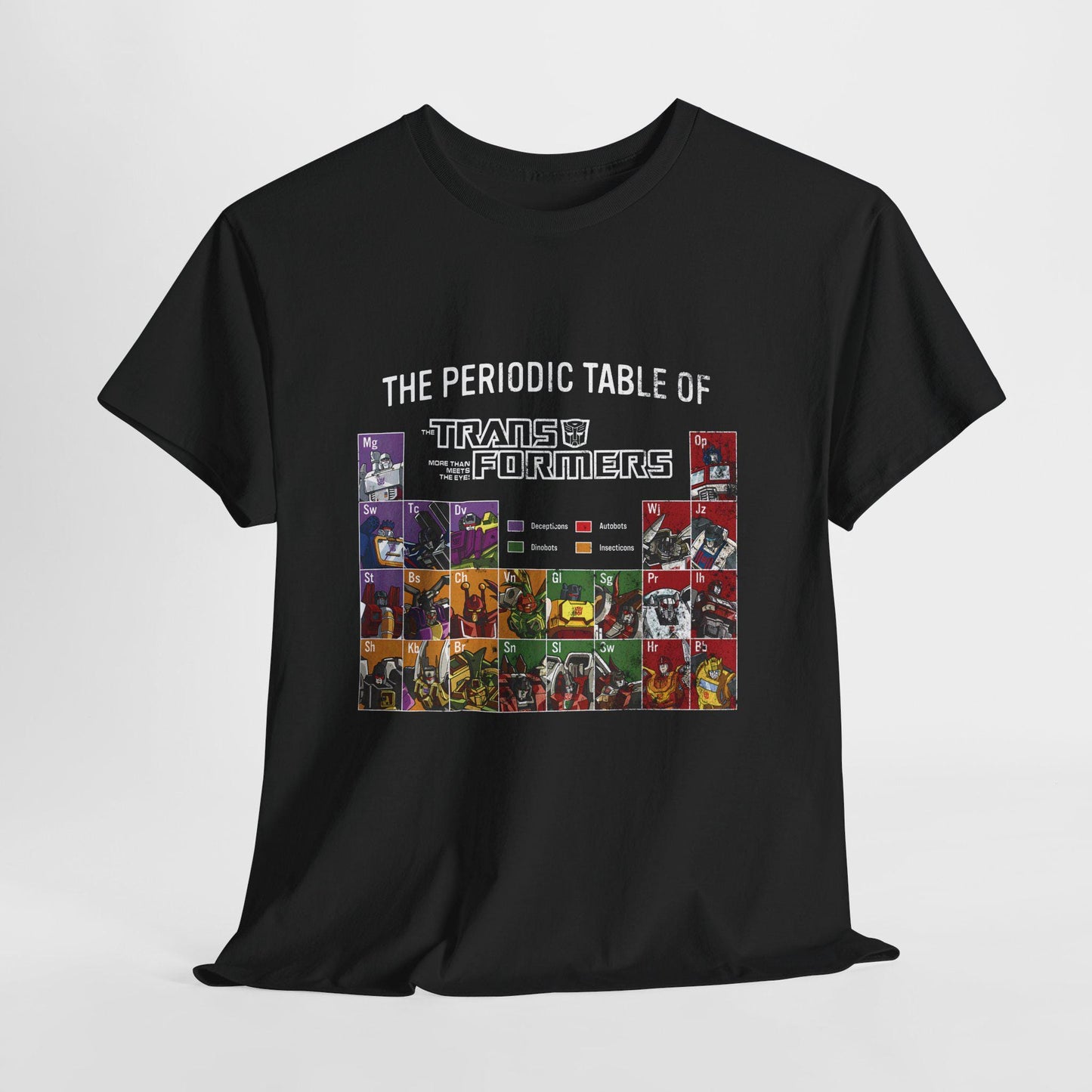 Transformers Periodic Table Shirt | Autobot Decepticon Chart Tee | Retro 80s Robot Science Parody T-Shirt