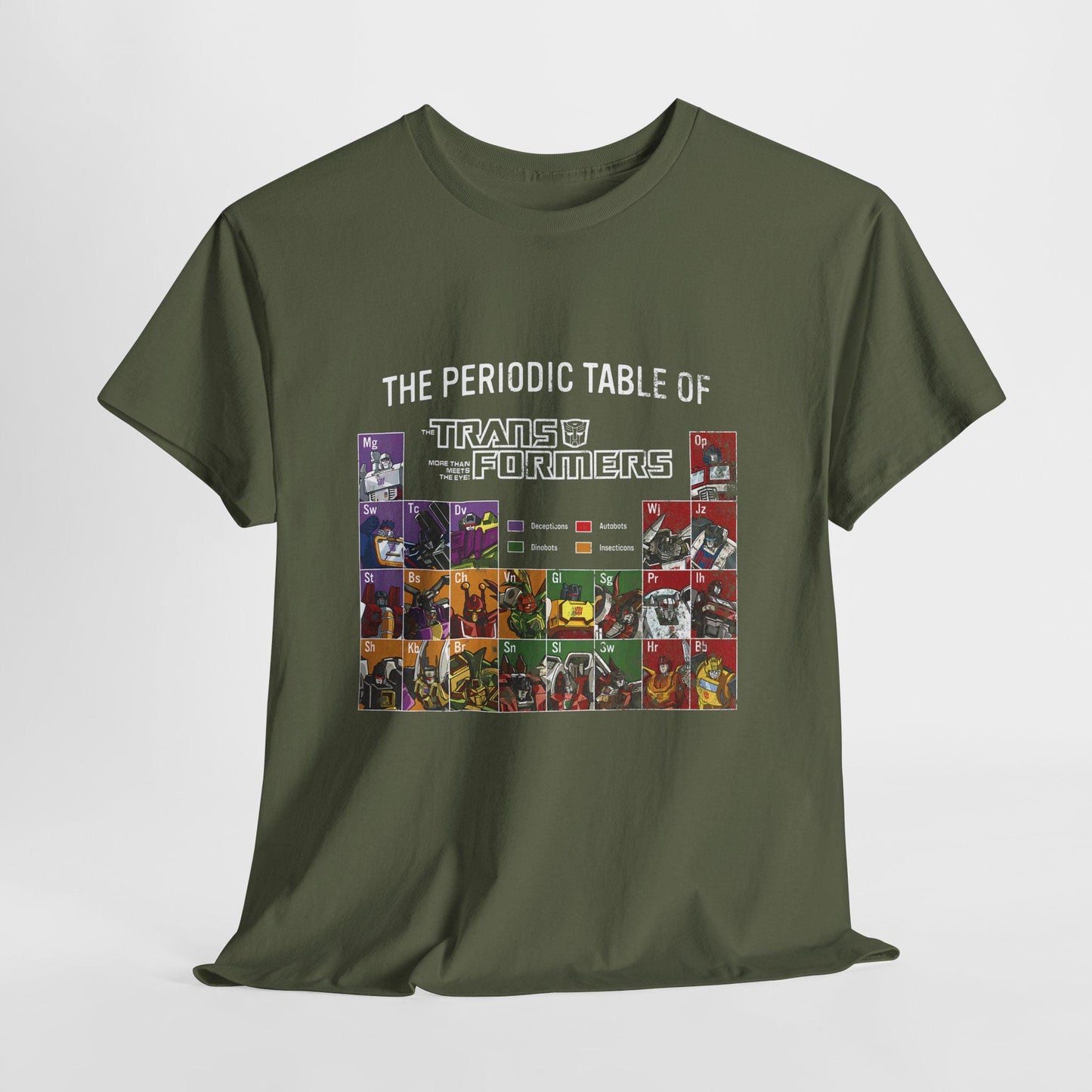 Transformers Periodic Table Shirt | Autobot Decepticon Chart Tee | Retro 80s Robot Science Parody T-Shirt