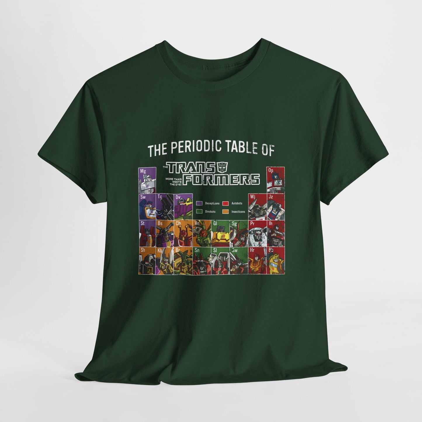 Transformers Periodic Table Shirt | Autobot Decepticon Chart Tee | Retro 80s Robot Science Parody T-Shirt