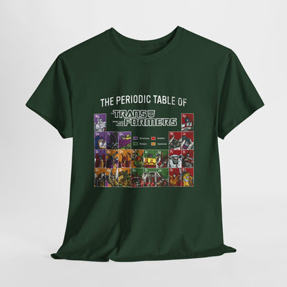 Transformers Periodic Table Shirt | Autobot Decepticon Chart Tee | Retro 80s Robot Science Parody T-Shirt