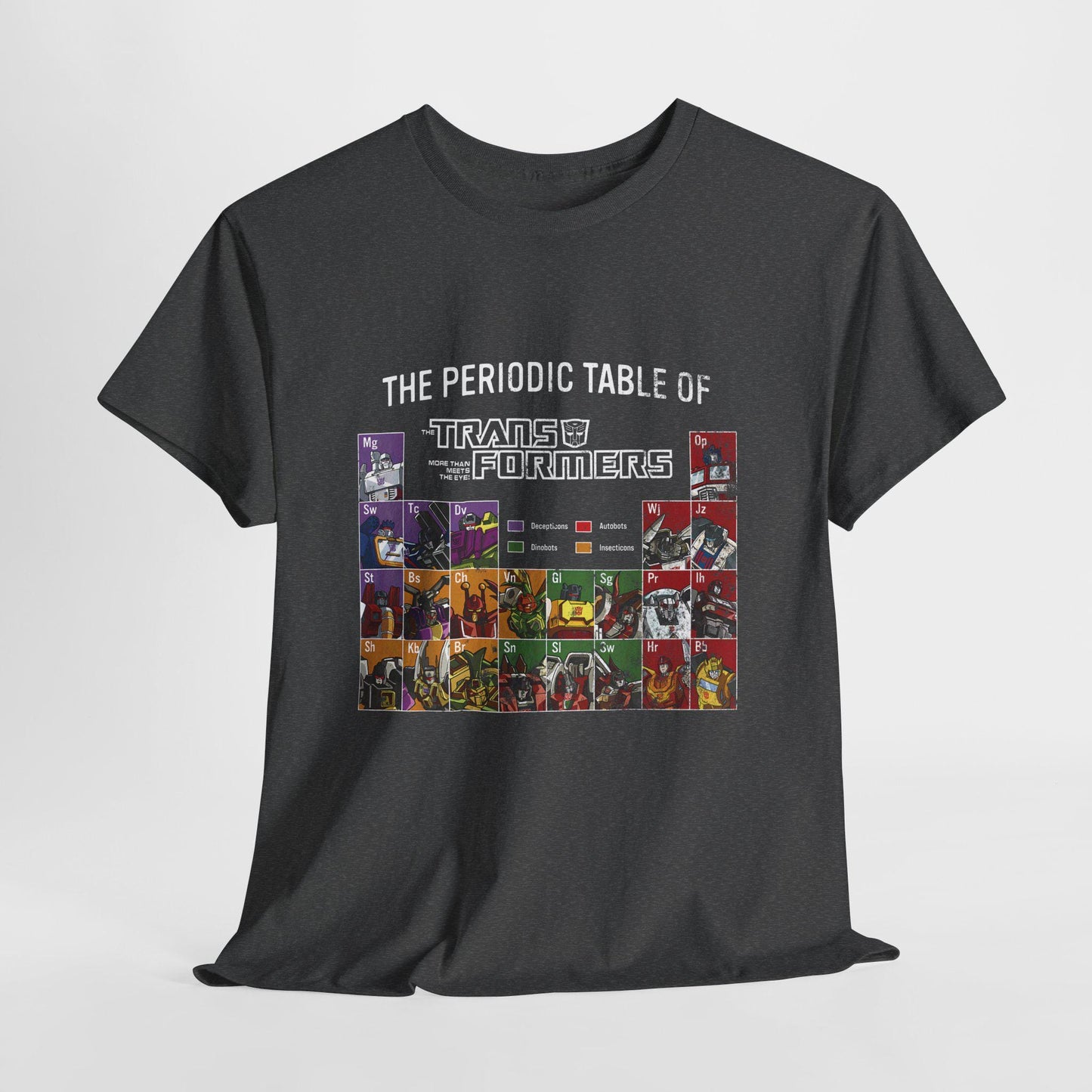 Transformers Periodic Table Shirt | Autobot Decepticon Chart Tee | Retro 80s Robot Science Parody T-Shirt