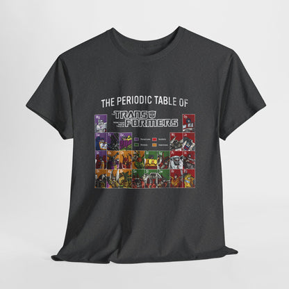 Transformers Periodic Table Shirt | Autobot Decepticon Chart Tee | Retro 80s Robot Science Parody T-Shirt
