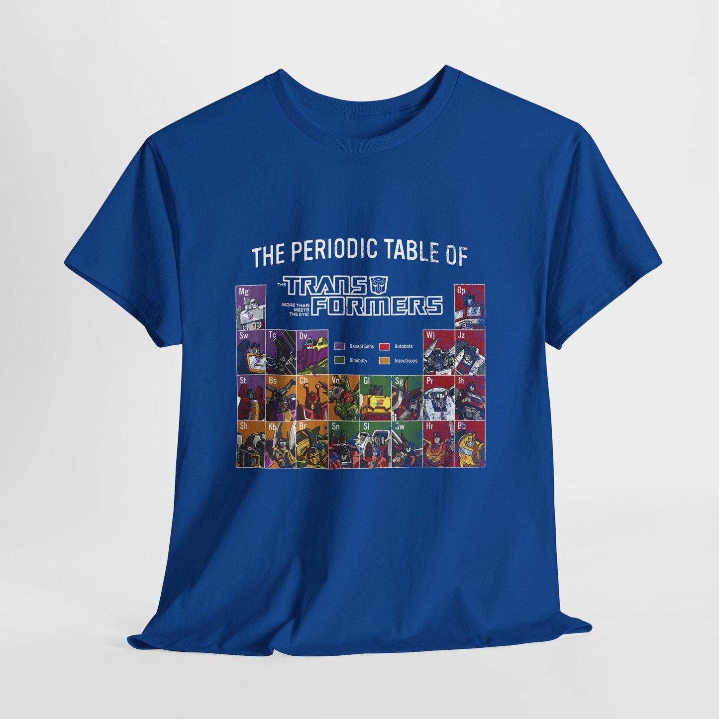 Transformers Periodic Table Shirt | Autobot Decepticon Chart Tee | Retro 80s Robot Science Parody T-Shirt