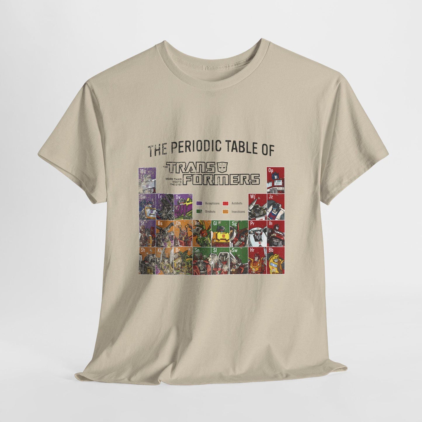 Transformers Periodic Table Shirt Light Edition | Autobot Decepticon Chart Tee | Retro 80s Robot Science Parody T-Shirt
