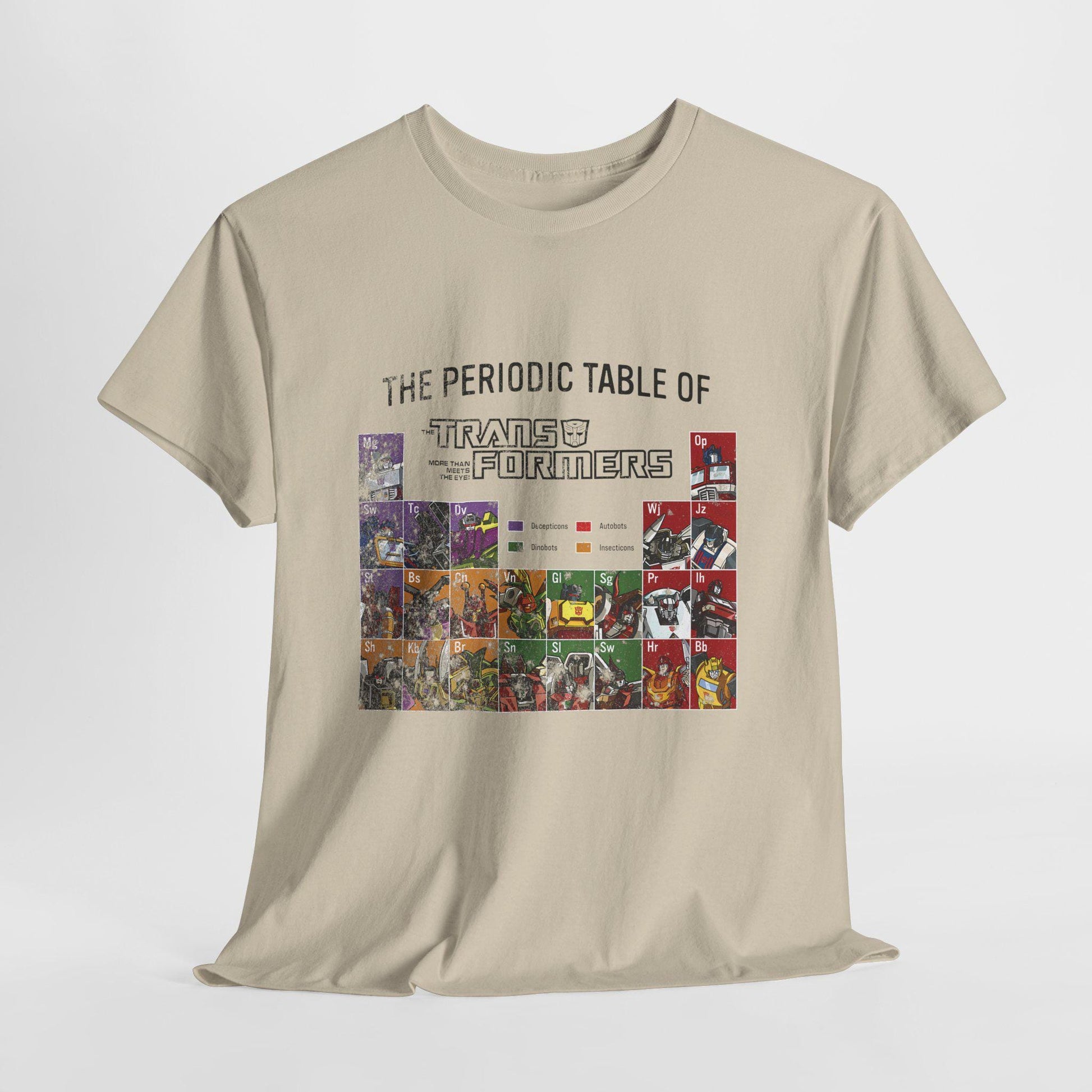 Transformers Periodic Table Shirt Light Edition | Autobot Decepticon Chart Tee | Retro 80s Robot Science Parody T-Shirt