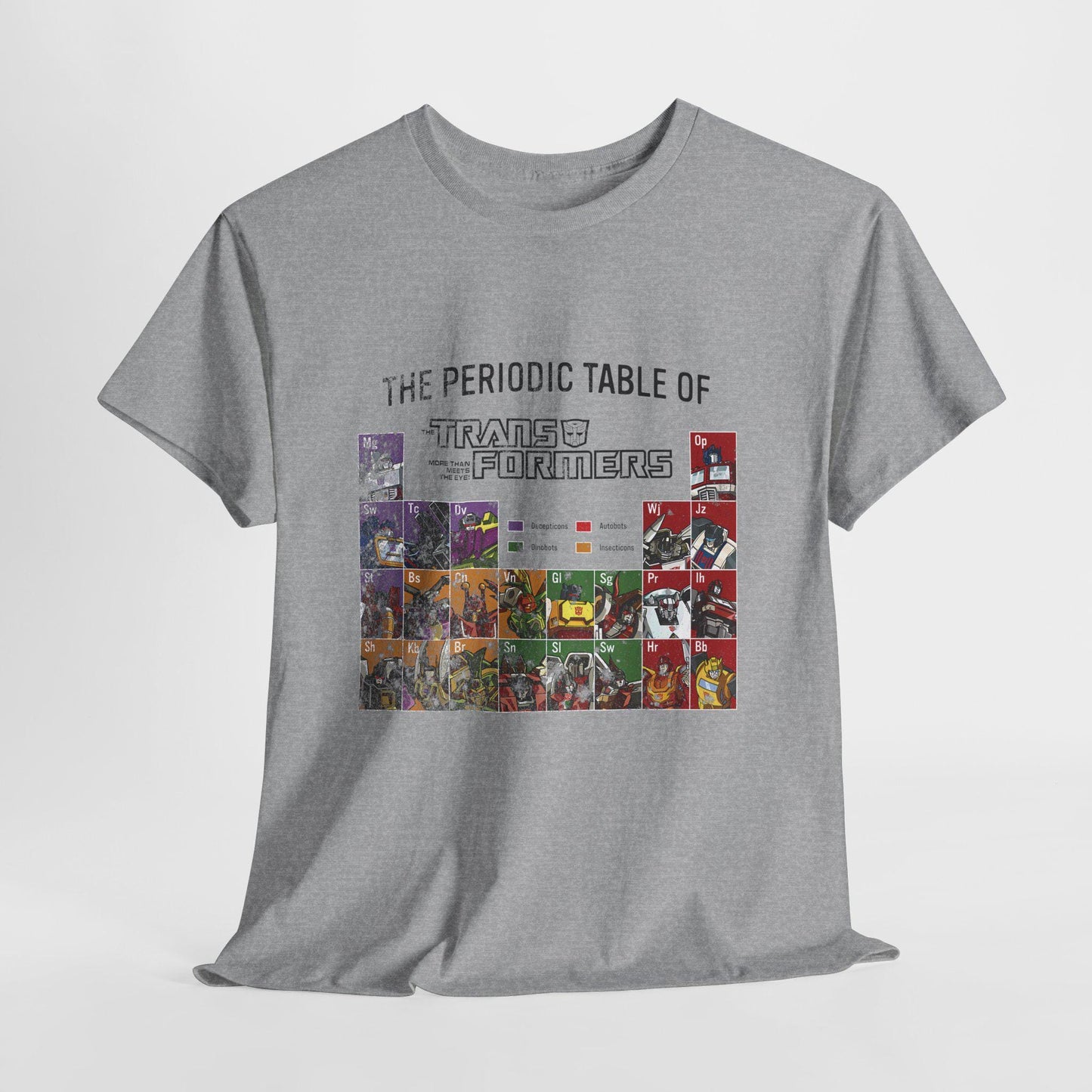 Transformers Periodic Table Shirt Light Edition | Autobot Decepticon Chart Tee | Retro 80s Robot Science Parody T-Shirt