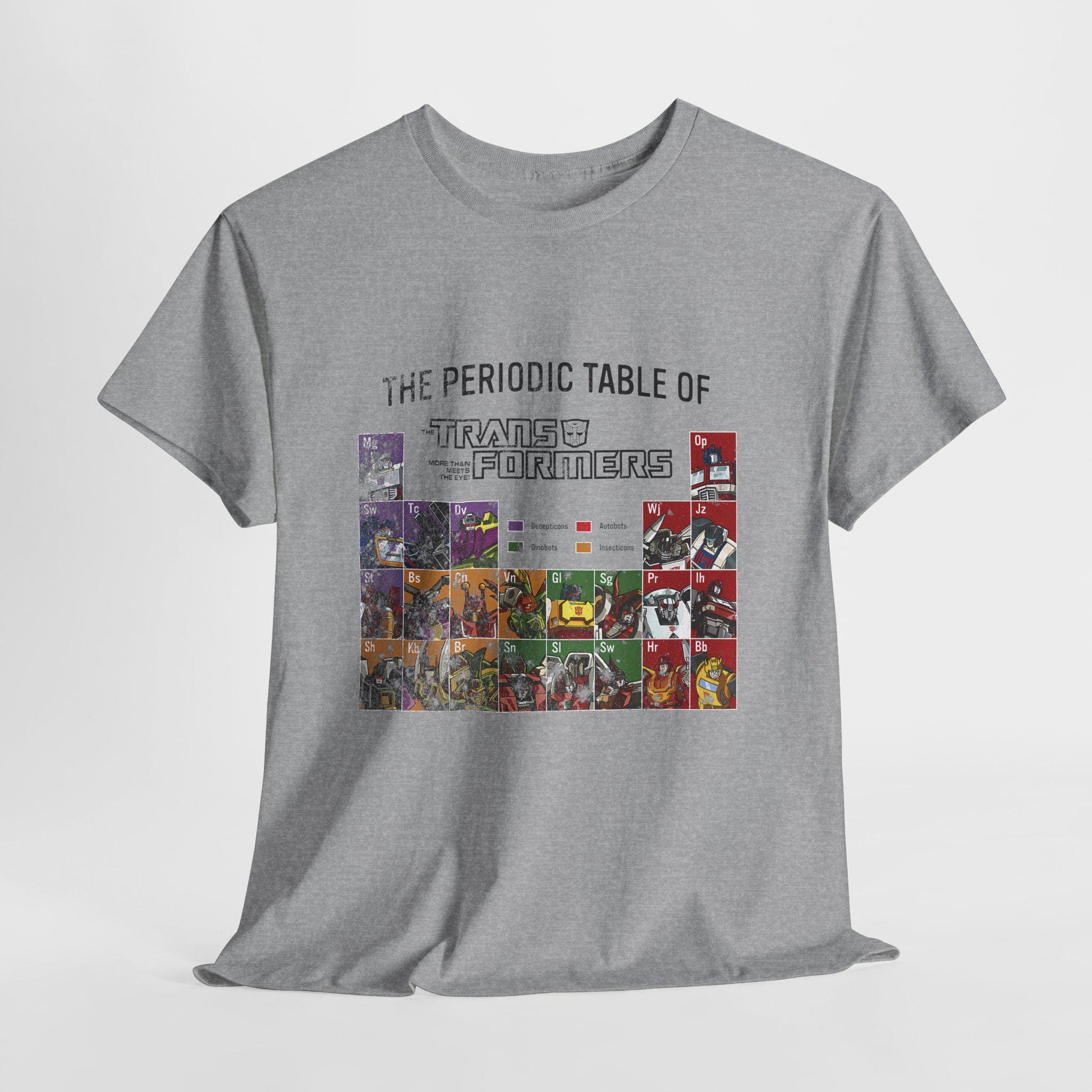 Transformers Periodic Table Shirt Light Edition | Autobot Decepticon Chart Tee | Retro 80s Robot Science Parody T-Shirt