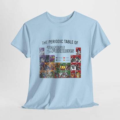 Transformers Periodic Table Shirt Light Edition | Autobot Decepticon Chart Tee | Retro 80s Robot Science Parody T-Shirt