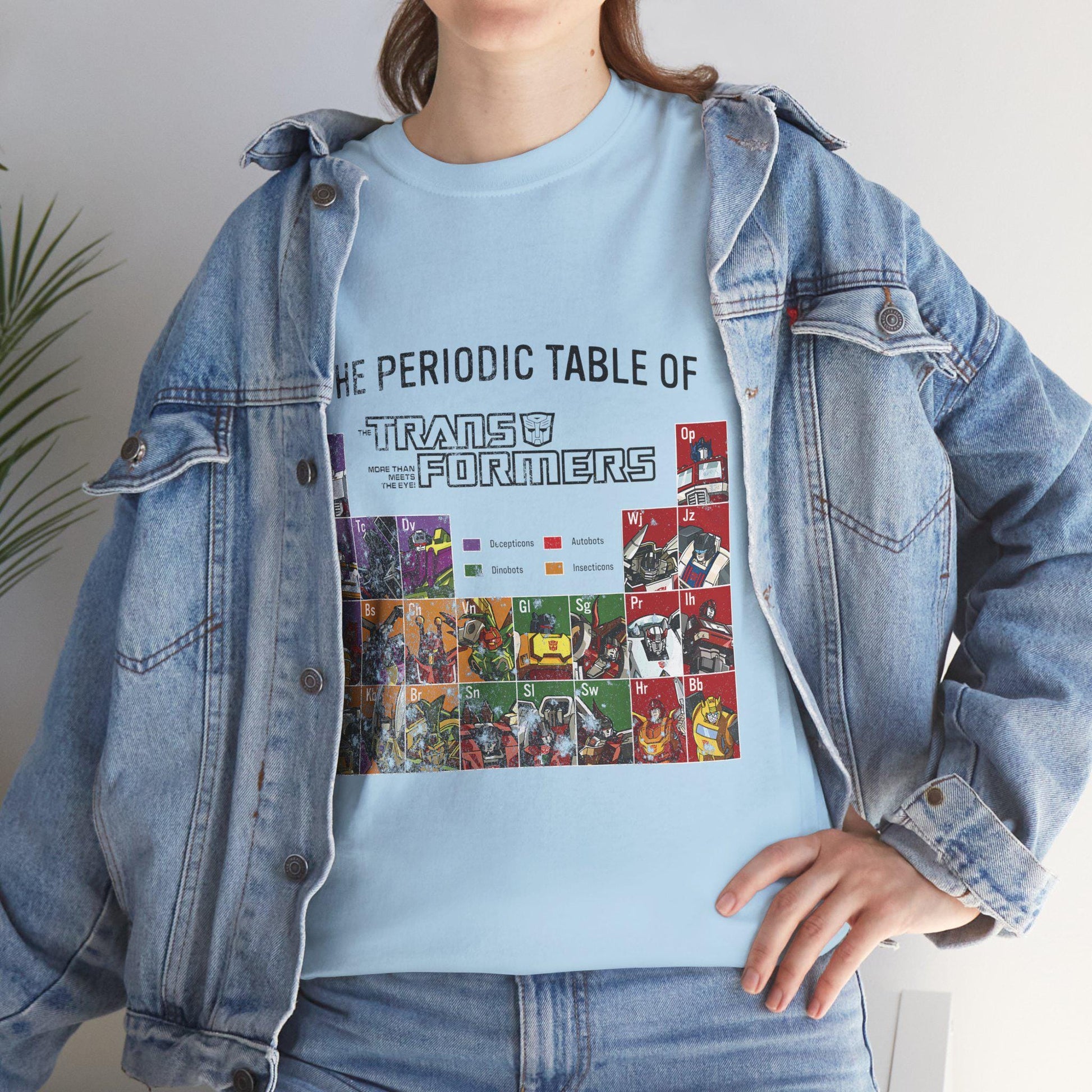 Transformers Periodic Table Shirt Light Edition | Autobot Decepticon Chart Tee | Retro 80s Robot Science Parody T-Shirt