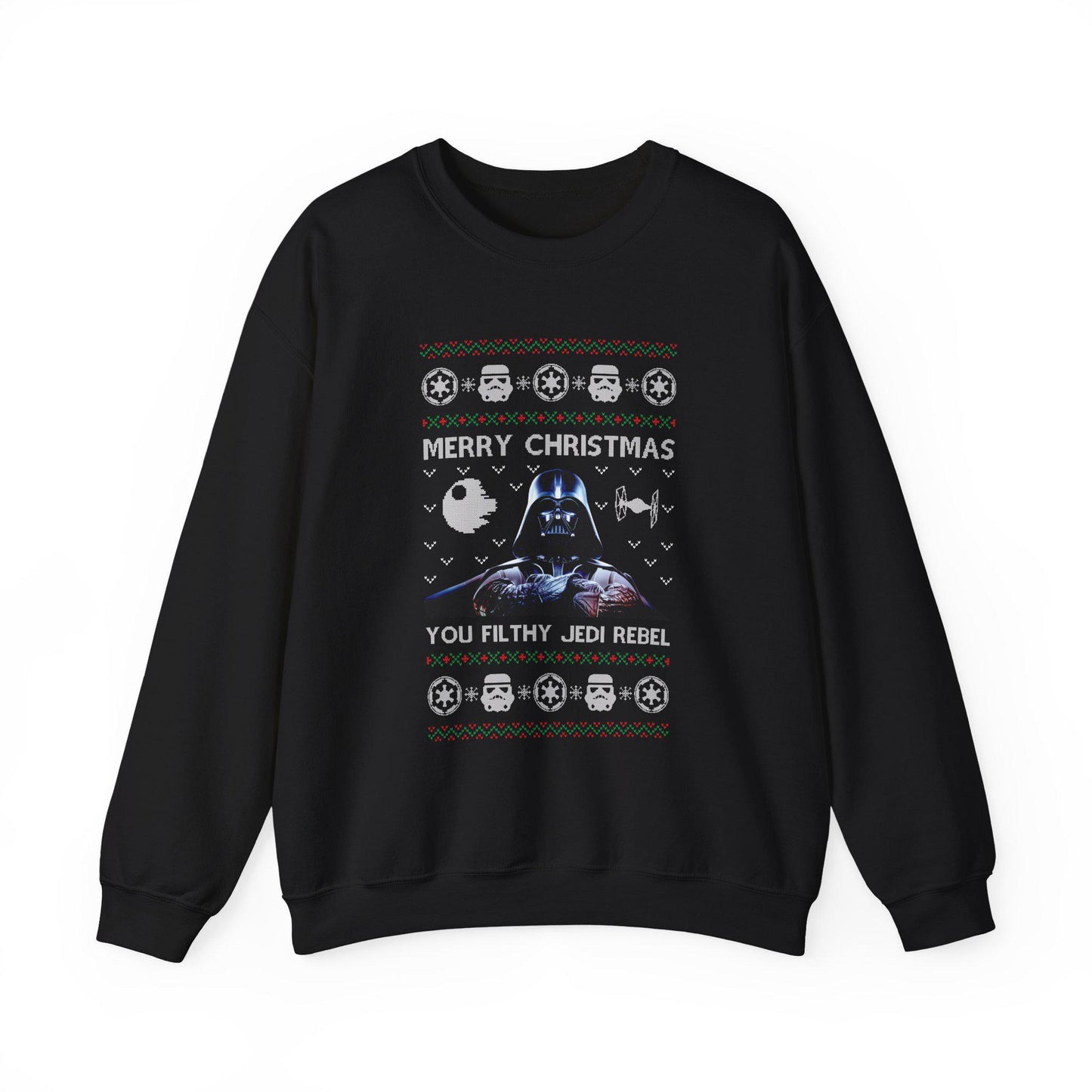 Darth Vader You Filthy Jedi Rebel Ugly Christmas Sweatshirt | Star Wars Parody Holiday Sweater | Retro Galactic Fleece Crewneck