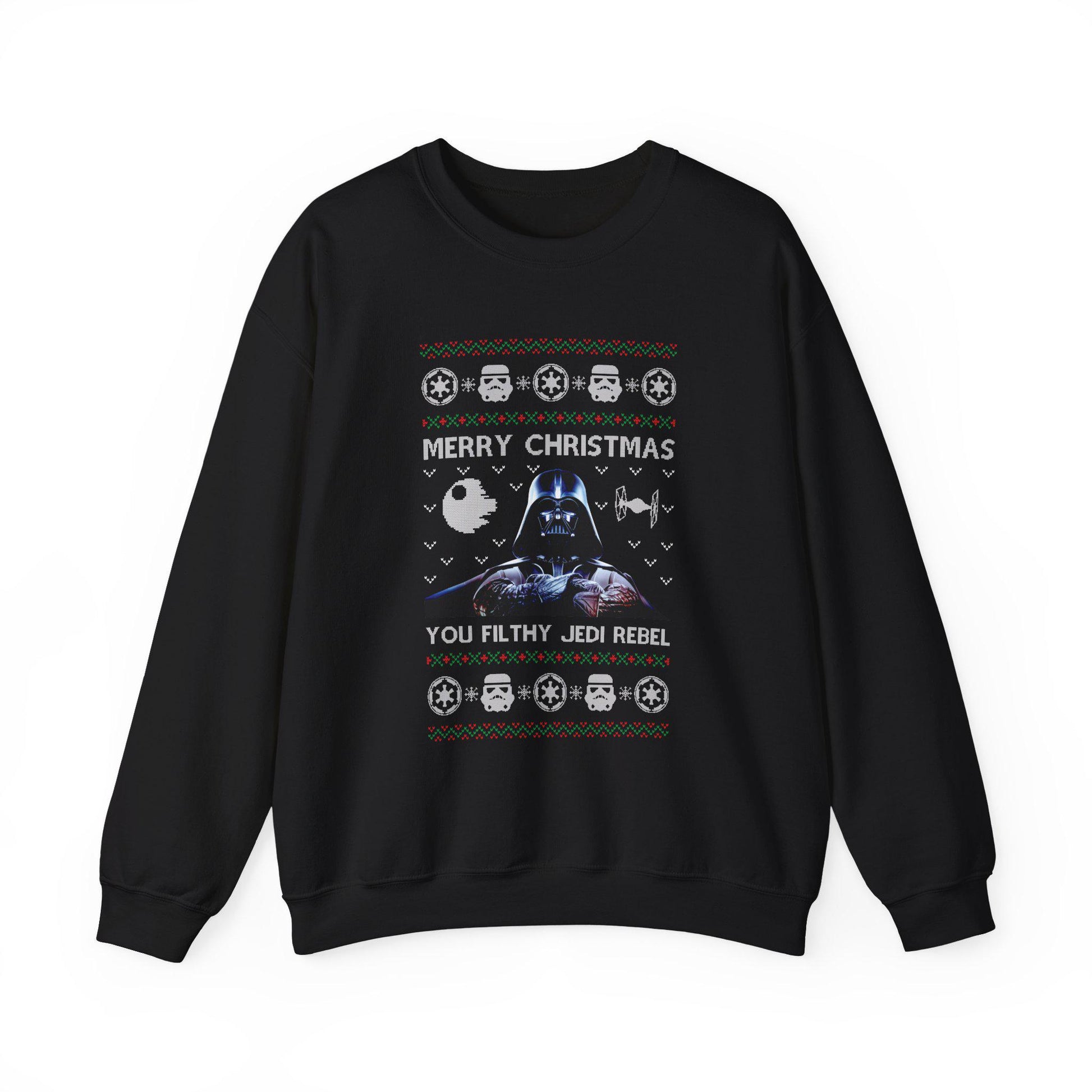 Darth Vader You Filthy Jedi Rebel Ugly Christmas Sweatshirt | Star Wars Parody Holiday Sweater | Retro Galactic Fleece Crewneck