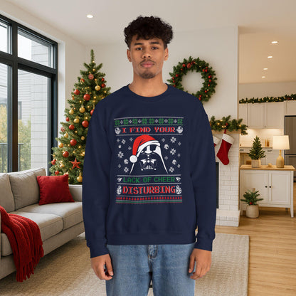 Darth Vader Lack of Cheer Christmas Sweatshirt | Star Wars Parody Ugly Christmas Sweater | Retro Sci Fi Holiday Shirt