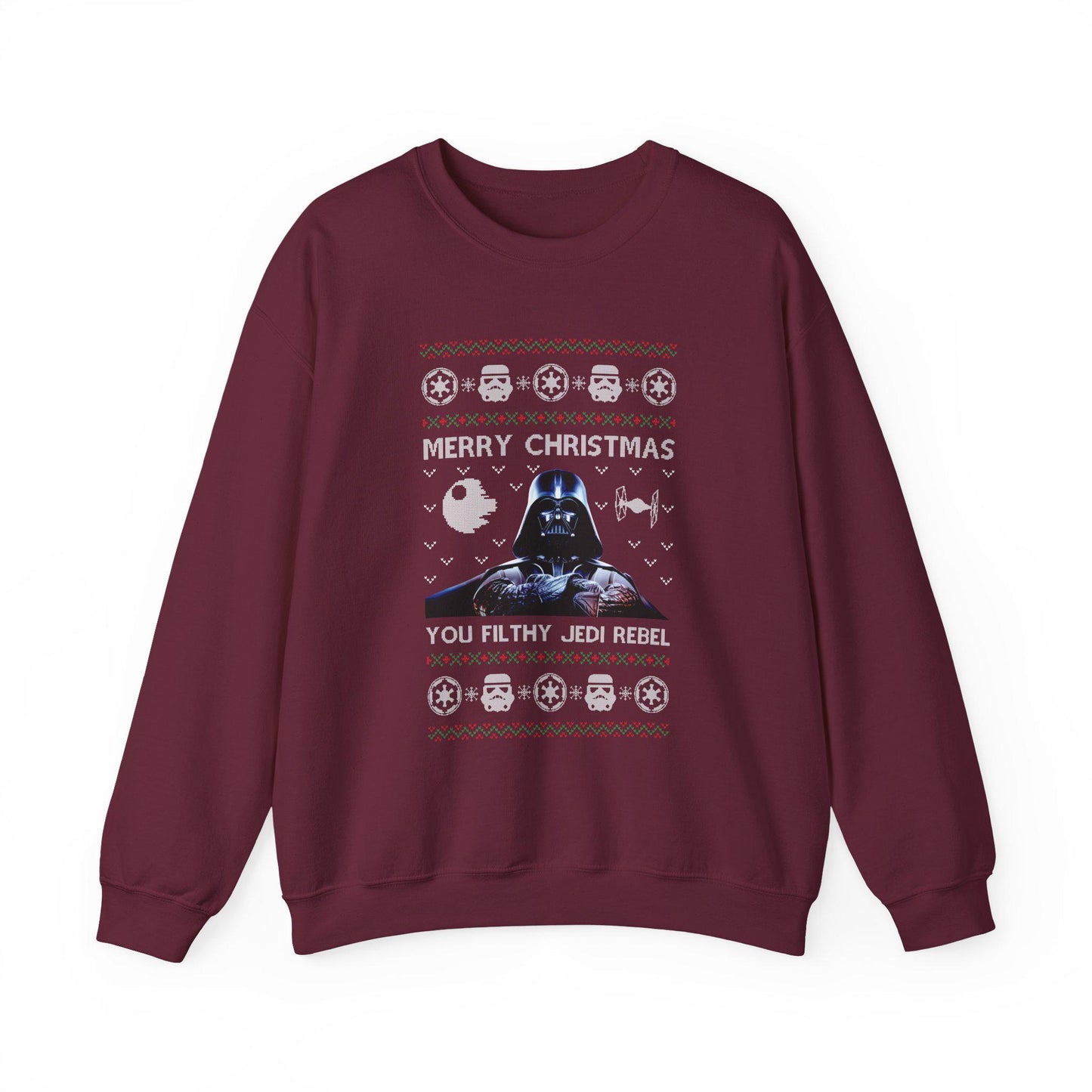 Darth Vader You Filthy Jedi Rebel Ugly Christmas Sweatshirt | Star Wars Parody Holiday Sweater | Retro Galactic Fleece Crewneck
