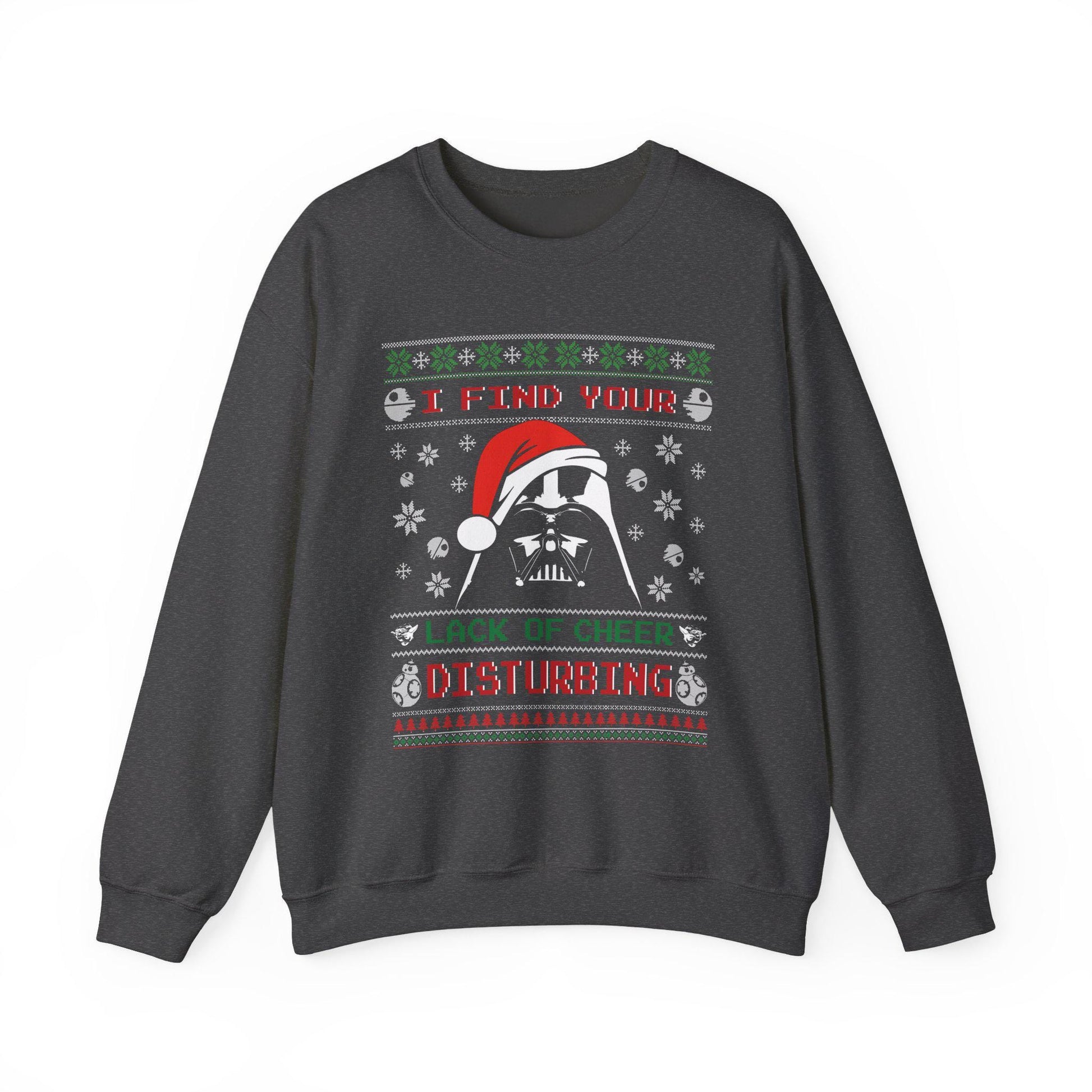 Darth Vader Lack of Cheer Christmas Sweatshirt | Star Wars Parody Ugly Christmas Sweater | Retro Sci Fi Holiday Shirt