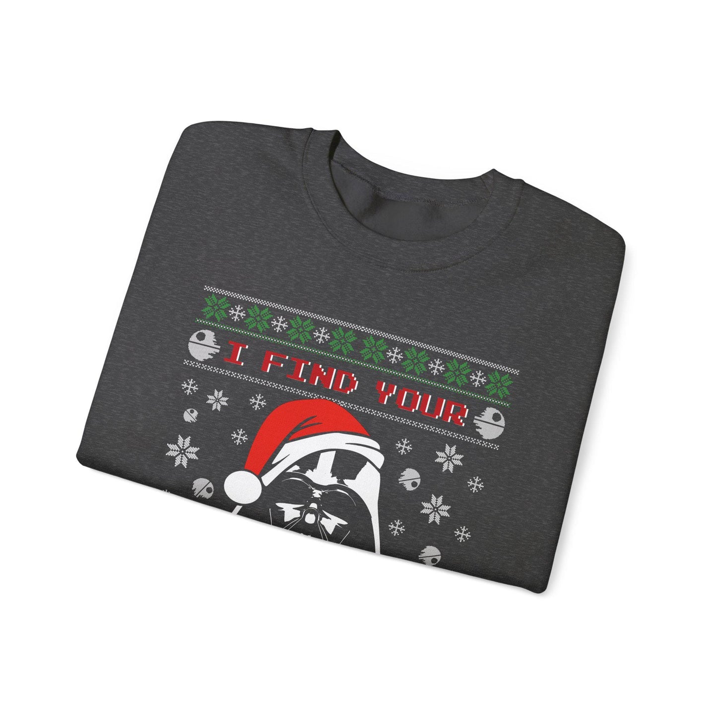 Darth Vader Lack of Cheer Christmas Sweatshirt | Star Wars Parody Ugly Christmas Sweater | Retro Sci Fi Holiday Shirt