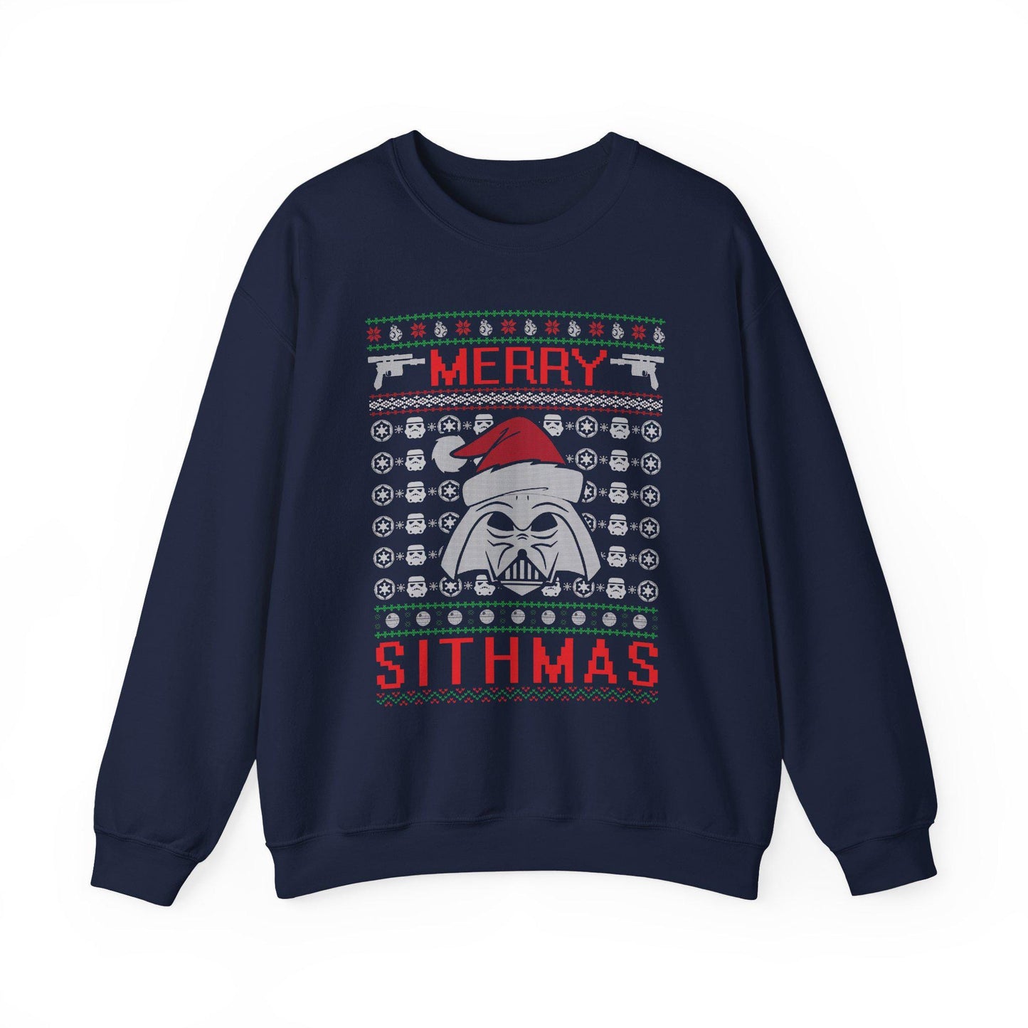 Merry Sithmas Darth Vader Ugly Christmas Sweatshirt | Star Wars Parody Holiday Sweater | Retro Galactic Fleece Crewneck