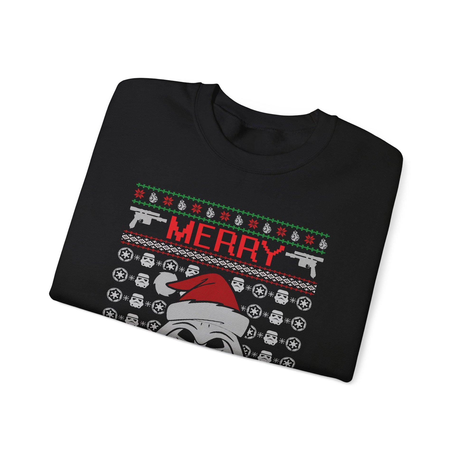 Merry Sithmas Darth Vader Ugly Christmas Sweatshirt | Star Wars Parody Holiday Sweater | Retro Galactic Fleece Crewneck