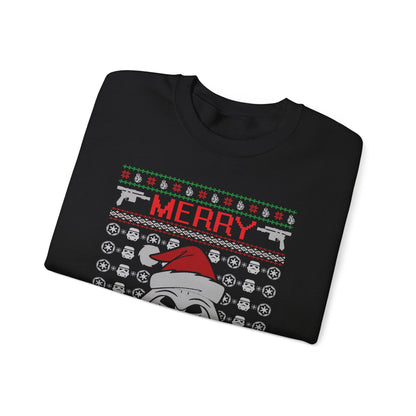 Merry Sithmas Darth Vader Ugly Christmas Sweatshirt | Star Wars Parody Holiday Sweater | Retro Galactic Fleece Crewneck