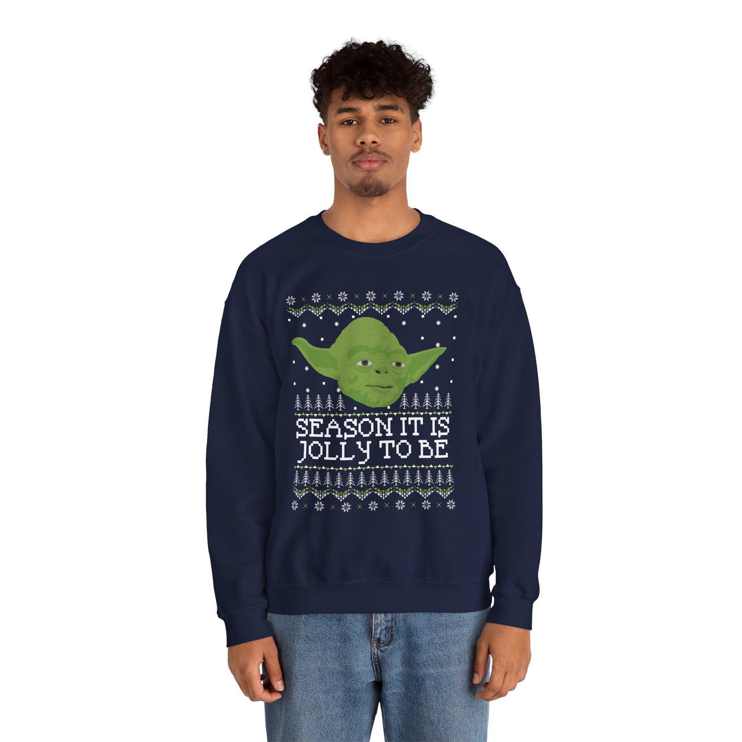Yoda Christmas Sweatshirt | Season It Is Jolly To Be | Star Wars Ugly Christmas Sweater