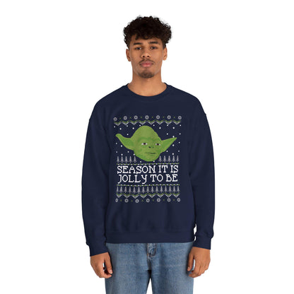 Yoda Christmas Sweatshirt | Season It Is Jolly To Be | Star Wars Ugly Christmas Sweater