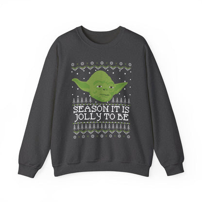 Yoda Christmas Sweatshirt | Season It Is Jolly To Be | Star Wars Ugly Christmas Sweater
