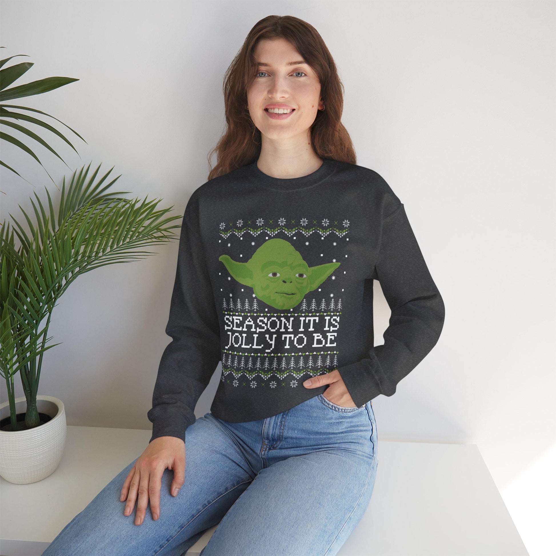 Yoda Christmas Sweatshirt | Season It Is Jolly To Be | Star Wars Ugly Christmas Sweater