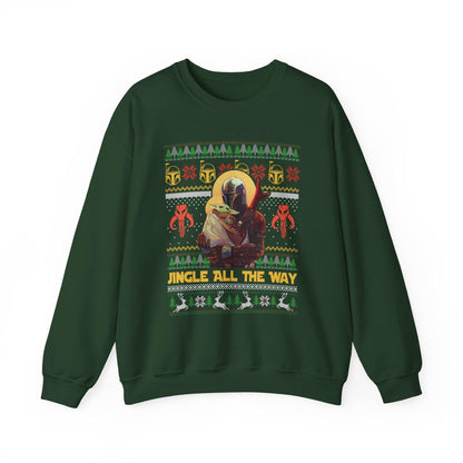 Mandalorian & Baby Yoda Christmas Sweatshirt | Mando and Grogu Ugly Christmas Sweater | Star Wars Holiday Sweatshirt