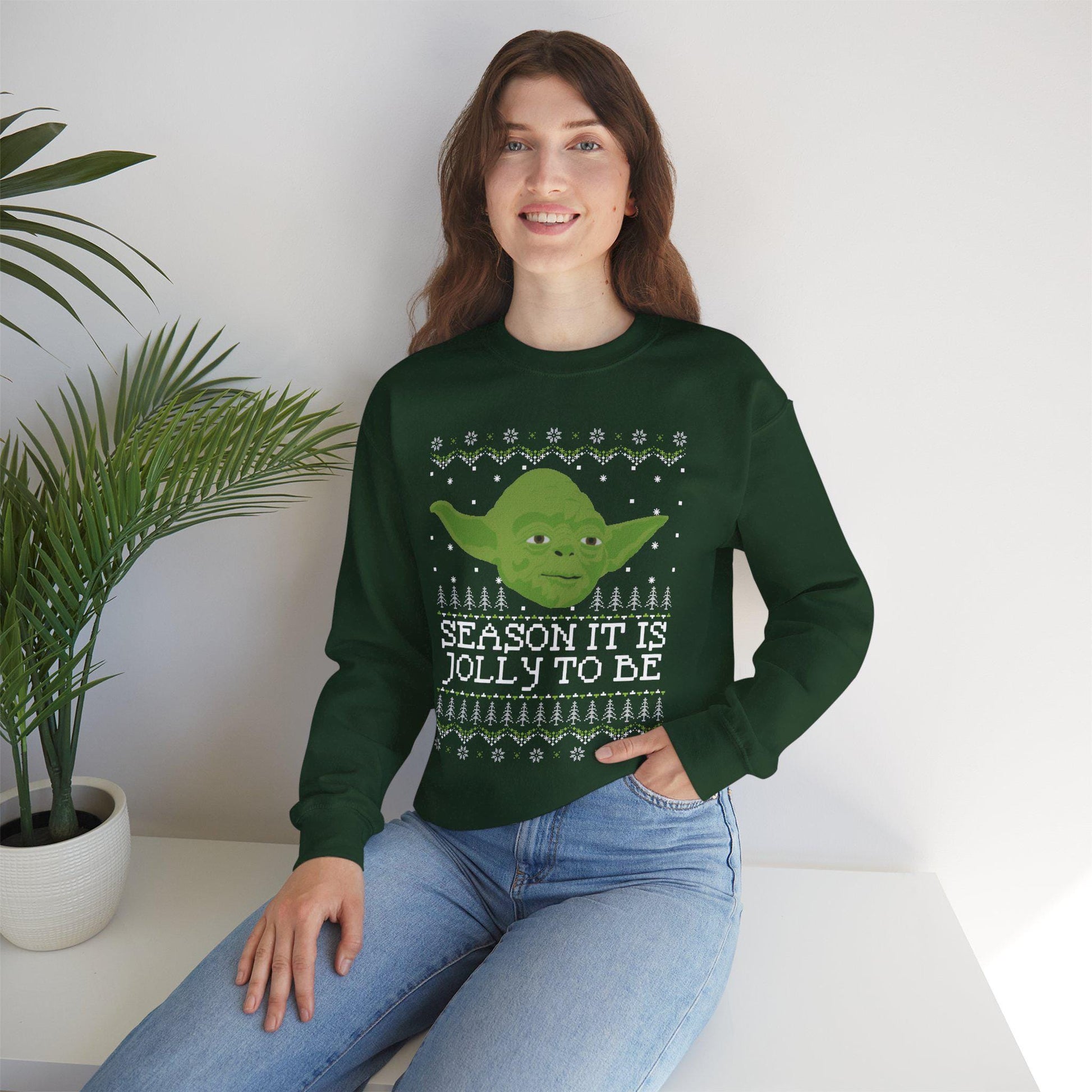 Yoda Christmas Sweatshirt | Season It Is Jolly To Be | Star Wars Ugly Christmas Sweater