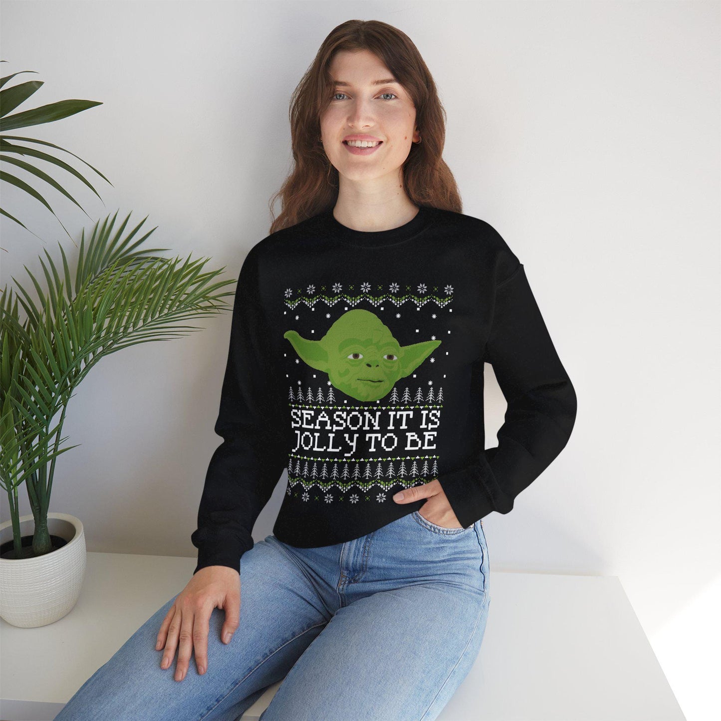 Yoda Christmas Sweatshirt | Season It Is Jolly To Be | Star Wars Ugly Christmas Sweater